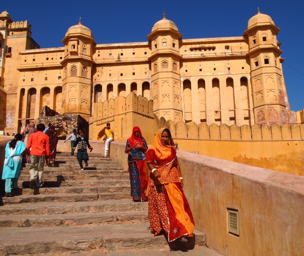 walls in the Amber Fort near Jaipur, India